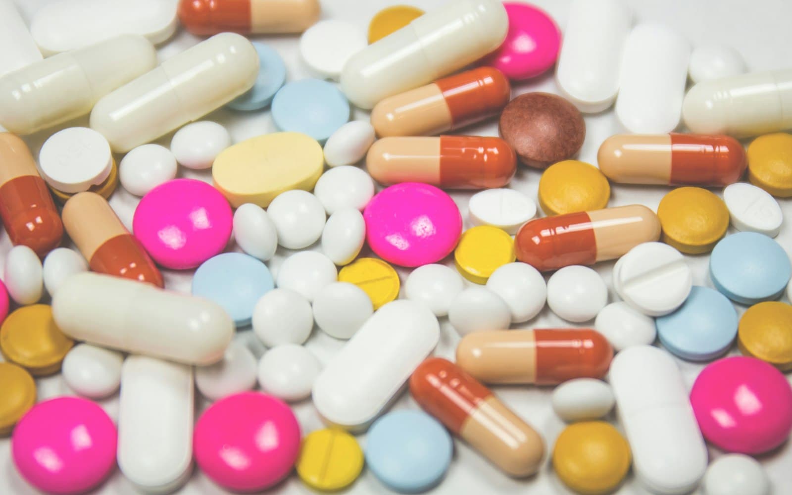 Colorful capsules and tablets